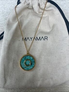 Mayamar Gold Turquoise 'O' Pendant Necklace